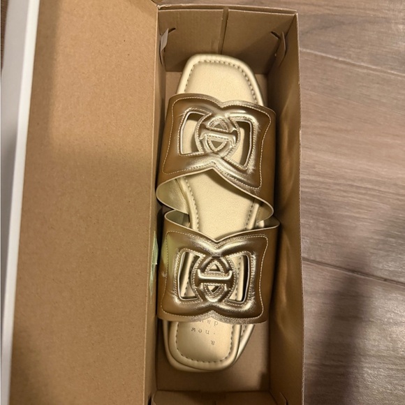 A New Day Metallic Gold Slide Sandals - Picture 2 of 5